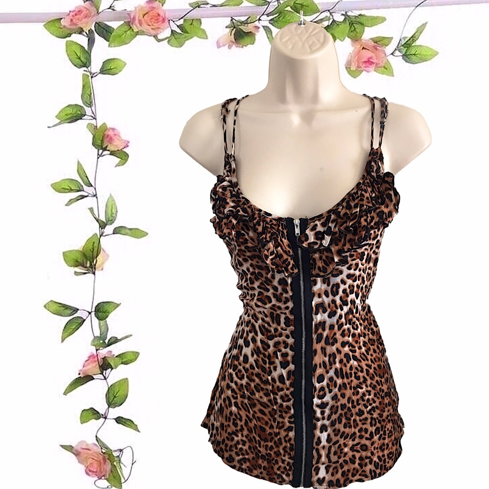 Leopard Print Adjustable Racerback Spaghetti Stra… - image 1